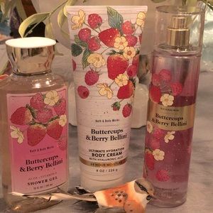 Bath and Body Works New Scent BUTTERCUPS AND BERRY BELLINI Set